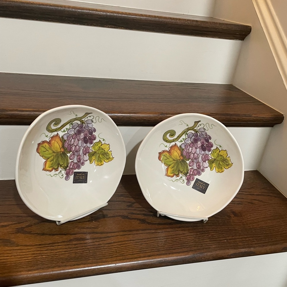 CERAMICA CUORE”PURPLE GRAPES “ITALIAN CERAMIC PASTA BOWLS